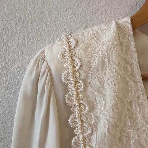 Vtg Jodi Schuertz Bill Berman Dress Sz 6 Ivory Lace Collar Princess Diana Preppy - Picture 3 of 10